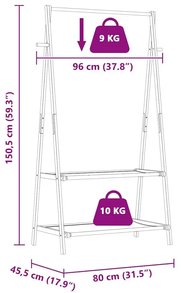 Cuier VidaXL 4008910 (Bamboo)