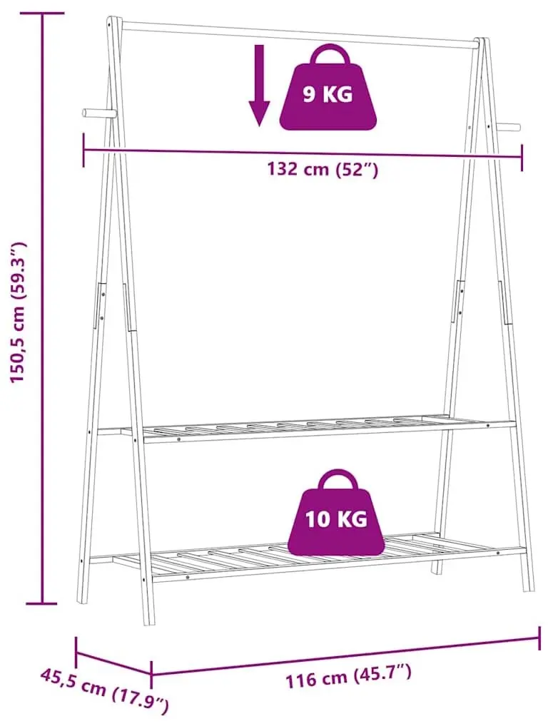 Вешалка VidaXL 4008912 (Bamboo) - 8