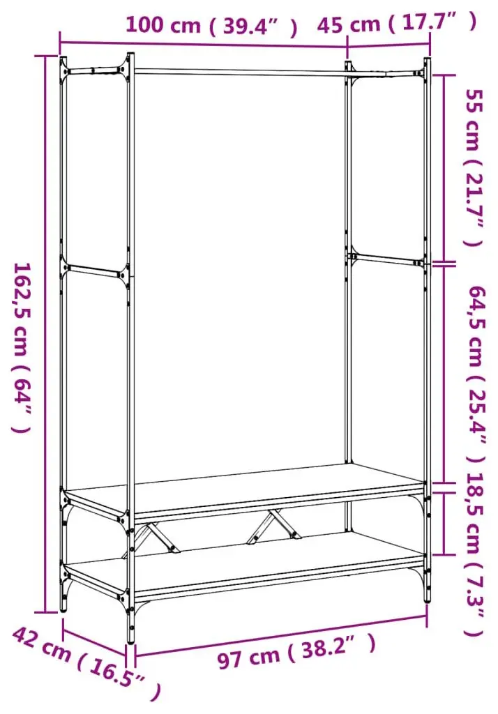 Cuier VidaXL 834200 (Black)