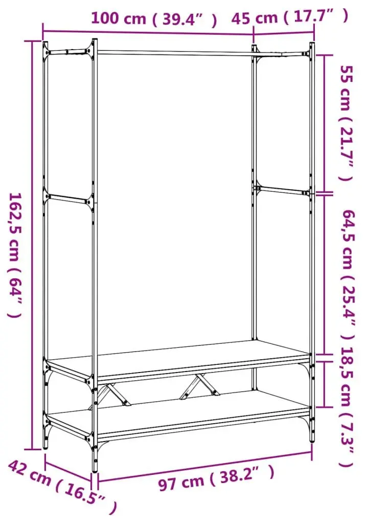 Cuier VidaXL 834202 (Smoked Oak)