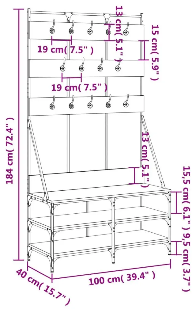 Cuier VidaXL 837857 (Black)
