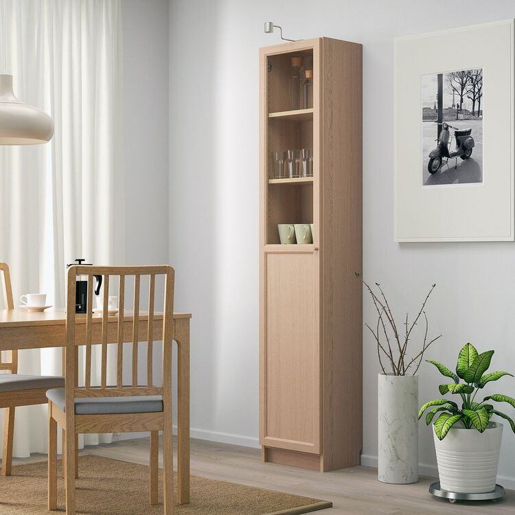 Витрина Ikea Billy/Oxberg панель/стеклянная дверце 40x30x202 (Дубовый ...