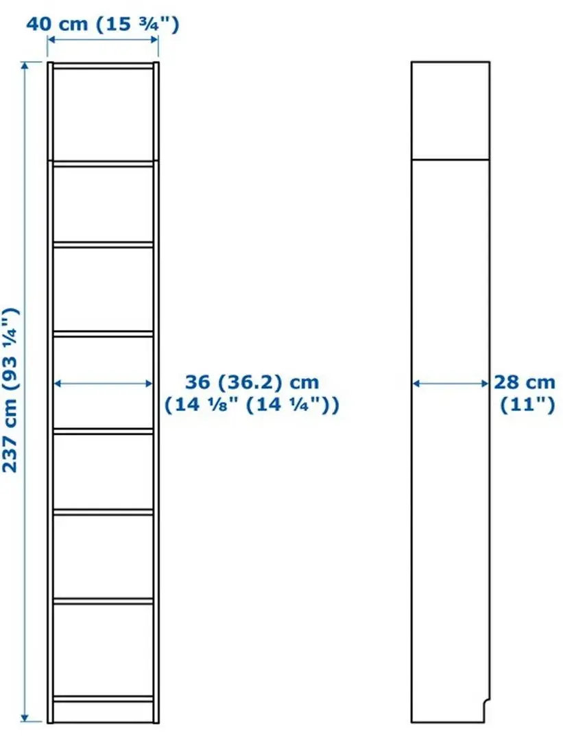 Пенал-витрина Ikea Billy/Oxberg верхние полки/панель/дверцы/стекло 40x30x237 (Белый)