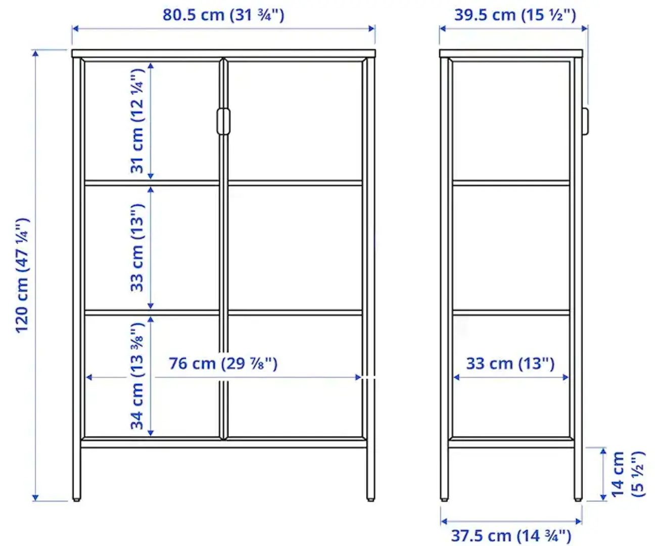Vitrina Ikea Rudsta 80x37x120 (Antracit)