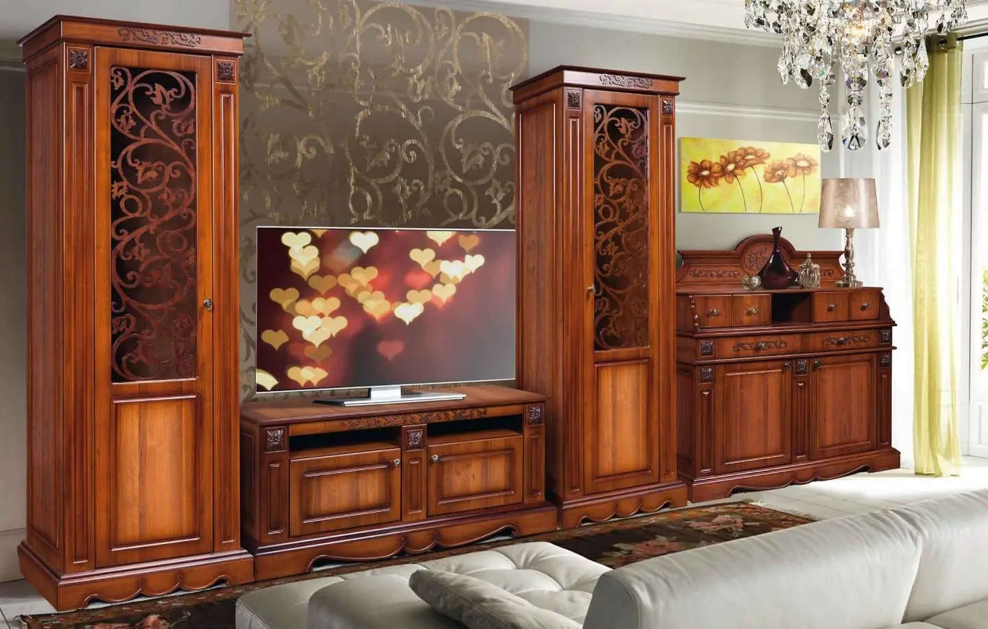 Dulap cu vitrina KMK 0435.11 Ameliya 1D Ekko Nut (Stinga)