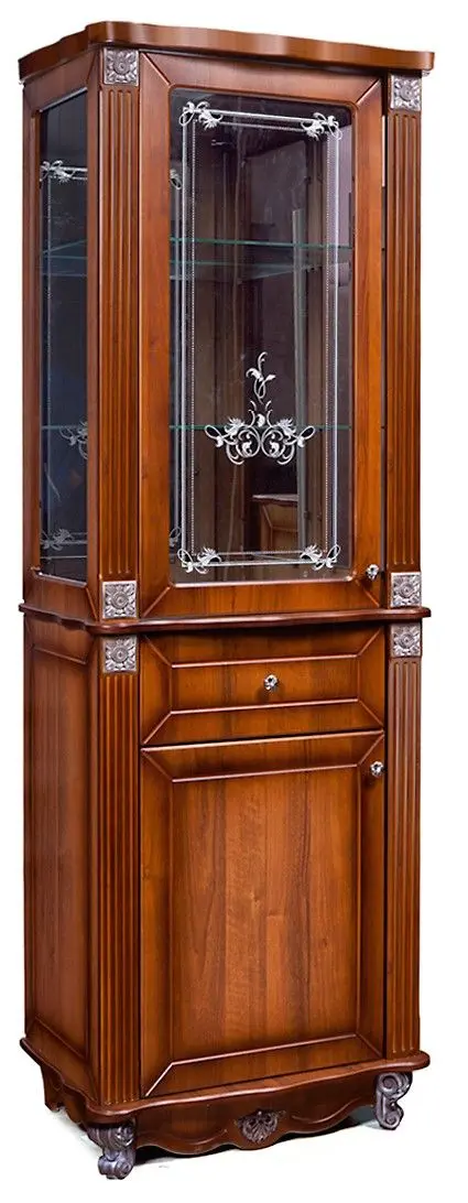 Шкаф с витриной КМК 0441.8 Баккара 2Д1Я Орех Донской/Орех Экко (Правая)