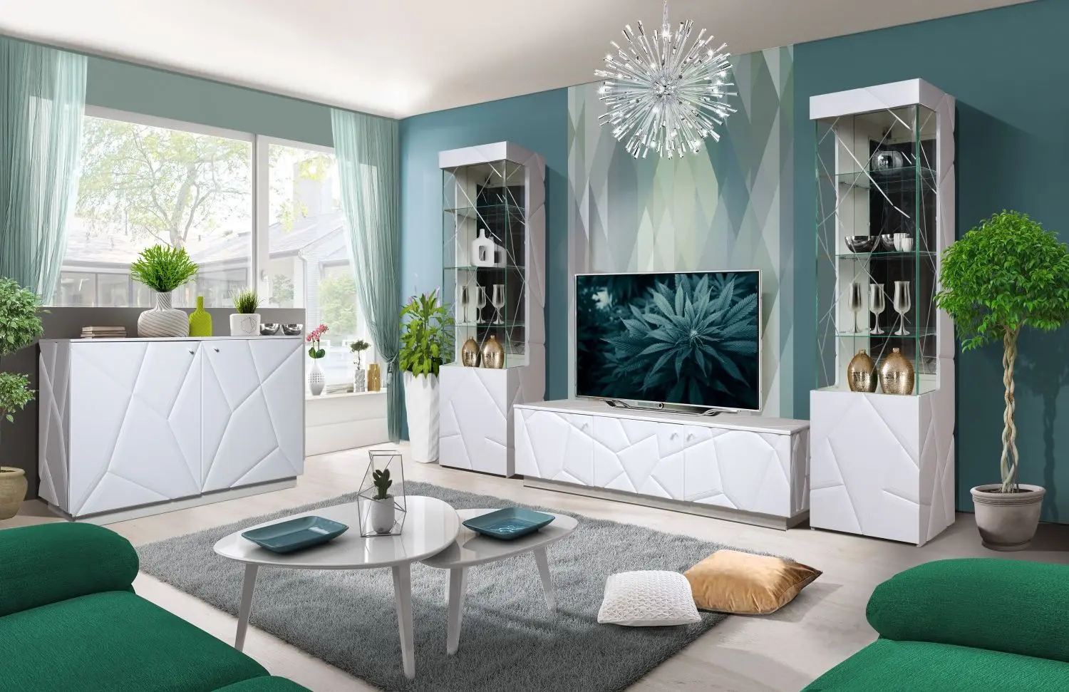 Vitrina КМК 0674.13 Kenzo White/White Gloss (Dreapta) - 2