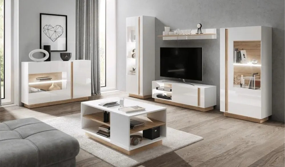 Vitrina Mobhaus City 60 (White/Grandson Oak/White Gloss)