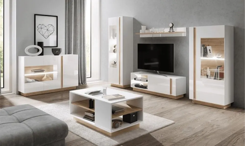 Витрина Mobhaus City 72 (White/Grandson Oak/White Gloss)