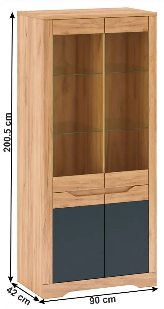 Витрина Mobhaus Fidel H (Craft Oak Golden/Graphite Gray)