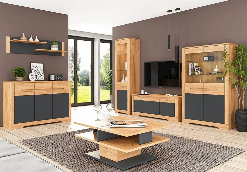 Витрина Mobhaus Fidel Right (Craft Oak Golden/Graphite Gray) - 3