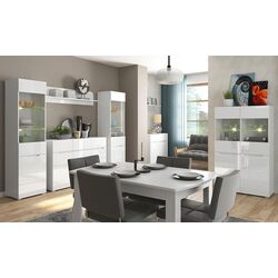 Penal-vitrina Mobhaus Jolk 1D1W (White/White Extra High Gloss) Thumb