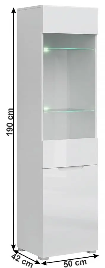 Penal-vitrina Mobhaus Jolk 1D1W (White/White Extra High Gloss)