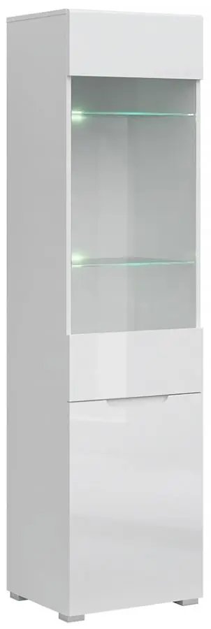 Penal-vitrina Mobhaus Jolk 1D1W (White/White Extra High Gloss)