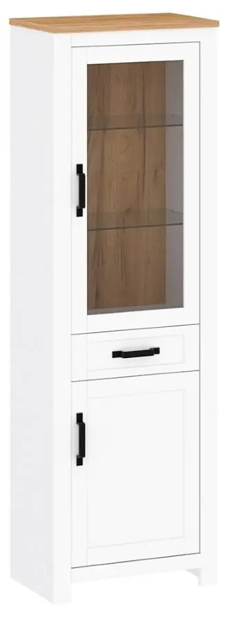Vitrina Tempo Kondela Lanzette A (White/Craft Oak Golden)