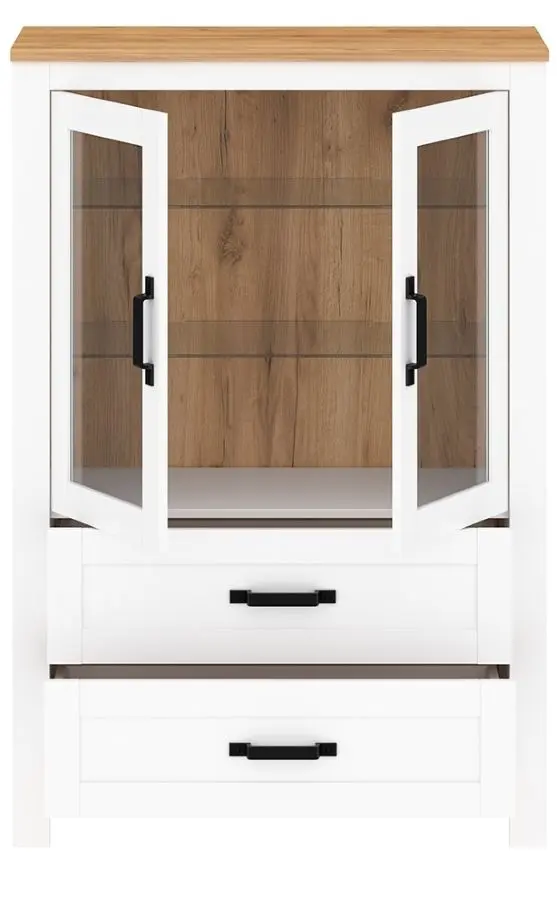 Vitrina Tempo Kondela Lanzette K (White/Craft Oak Golden)