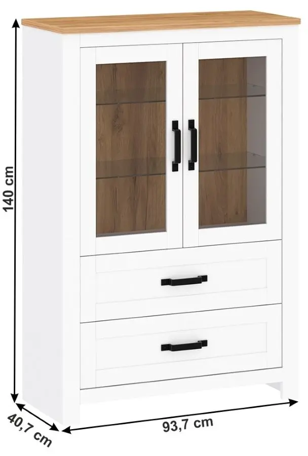 Vitrina Tempo Kondela Lanzette K (White/Craft Oak Golden)