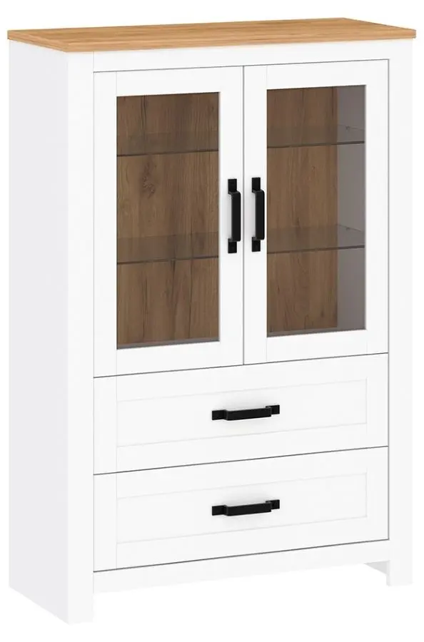 Vitrina Tempo Kondela Lanzette K (White/Craft Oak Golden)