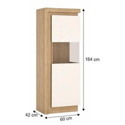 Витрина Tempo Kondela Leonardo LYOV01P (Riviera Oak/White Extra High Gloss) Thumb