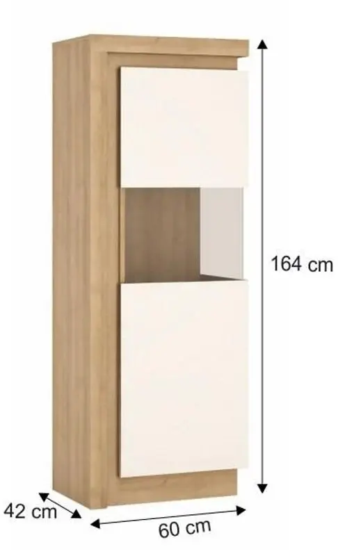 Витрина Tempo Kondela Leonardo LYOV01P (Riviera Oak/White Extra High Gloss)