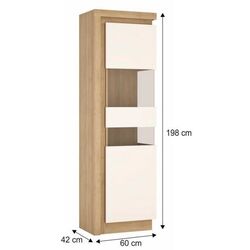 Vitrina Tempo Kondela Leonardo LYOV03P (Riviera Oak/White Extra High Gloss) Thumb
