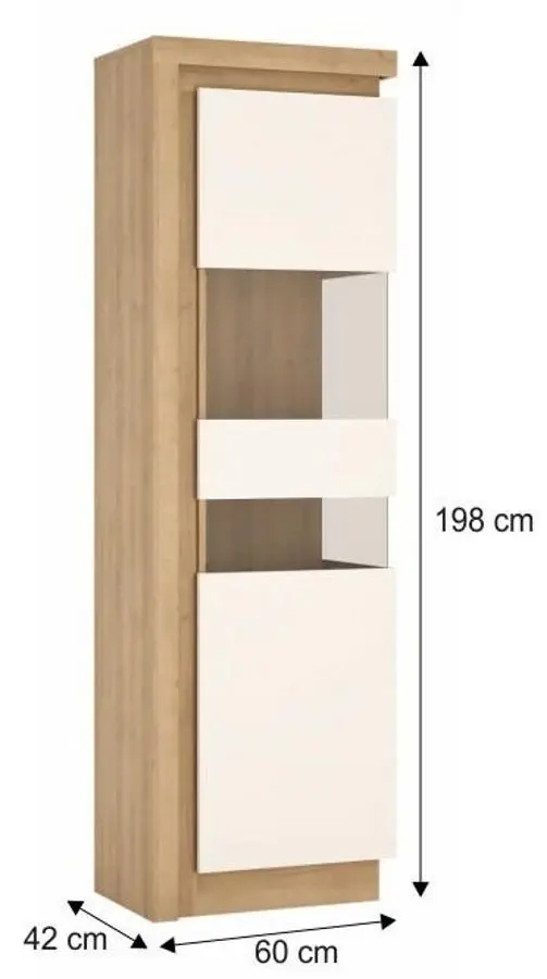 Vitrina Tempo Kondela Leonardo LYOV03P (Riviera Oak/White Extra High Gloss)