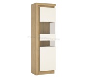 Vitrina Tempo Kondela Leonardo LYOV03P (Riviera Oak/White Extra High Gloss)