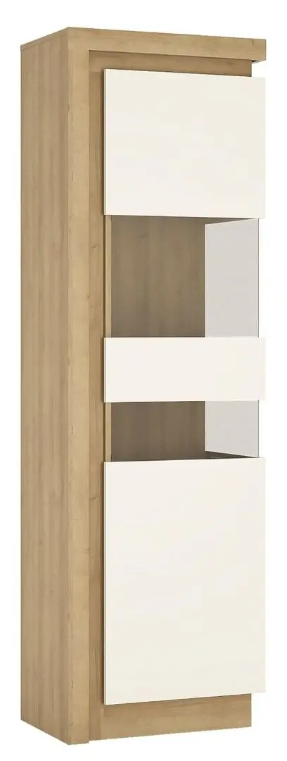 Vitrina Tempo Kondela Leonardo LYOV03P (Riviera Oak/White Extra High Gloss)
