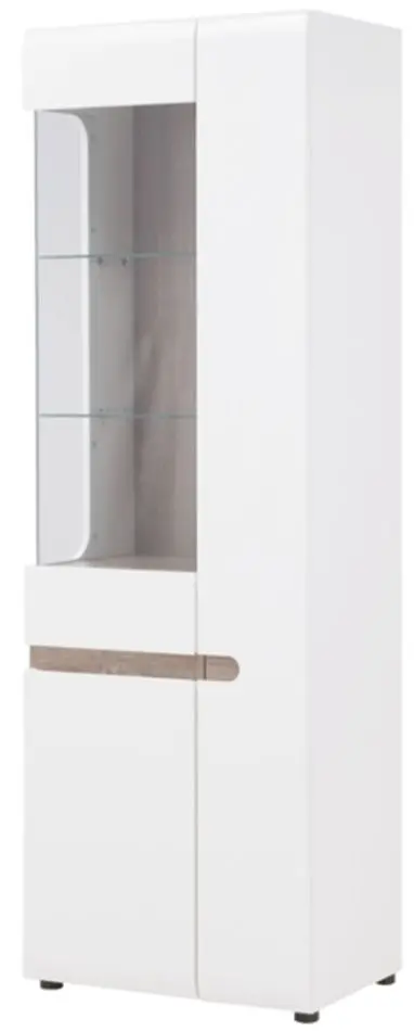 Витрина Mobhaus Lynatet Typ 01 (White Extra High Gloss/Sonoma Oak Dark)