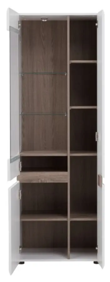 Витрина Mobhaus Lynatet Typ 01 (White Extra High Gloss/Sonoma Oak Dark)