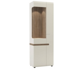 Vitrina Mobhaus Lynatet Typ 01 (White Extra High Gloss/Sonoma Oak Dark)