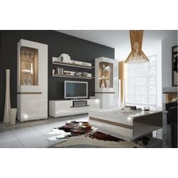 Витрина Mobhaus Lynatet Typ 01 (White Extra High Gloss/Sonoma Oak Dark) Thumb