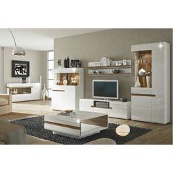 Витрина Mobhaus Lynatet Typ 01 (White Extra High Gloss/Sonoma Oak Dark) Thumb