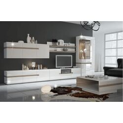 Витрина Mobhaus Lynatet Typ 01 (White Extra High Gloss/Sonoma Oak Dark) Thumb