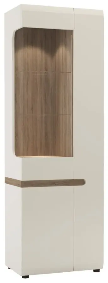 Витрина Mobhaus Lynatet Typ 01 (White Extra High Gloss/Sonoma Oak Dark)