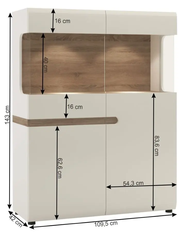 Tumba Mobhaus Lynatet Typ 33 (White Extra High Gloss/Sonoma Oak Dark)