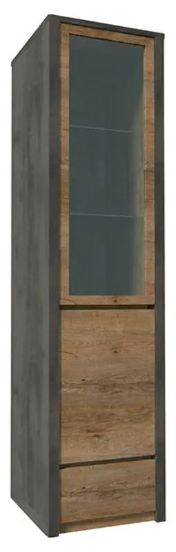 Пенал-витрина Mobhaus Montana W1D (Lefkas Oak Dark/Gray Smooth)