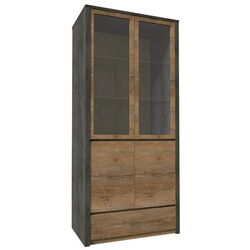 Vitrina Mobhaus Montana W2D (Lefkas Oak Dark/Gray Smooth) Thumb