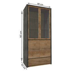 Vitrina Mobhaus Montana W2D (Lefkas Oak Dark/Gray Smooth) Thumb
