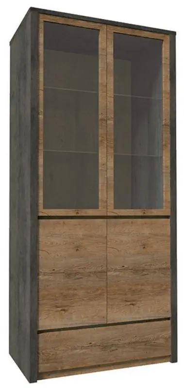 Vitrina Mobhaus Montana W2D (Lefkas Oak Dark/Gray Smooth)