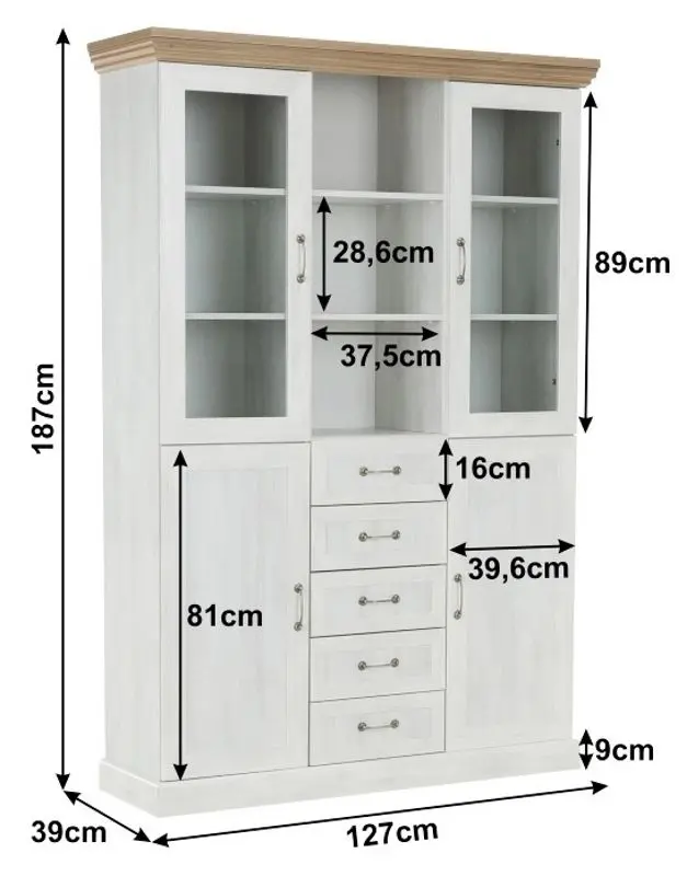 Vitrina Tempo Kondela Royal W2D (Northern Pine/Wild Oak)