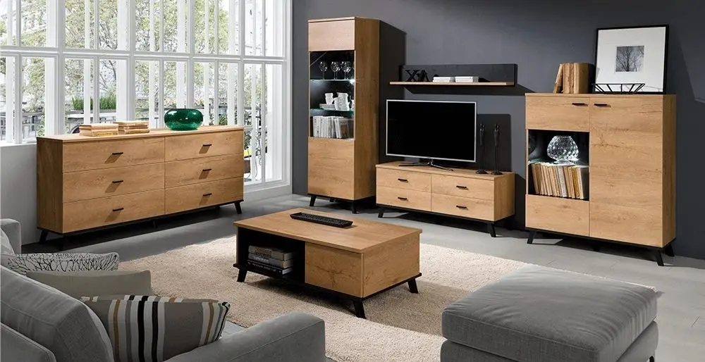 Vitrina Mobhaus Siran Typ 2 (Lefkas Oak/Black)