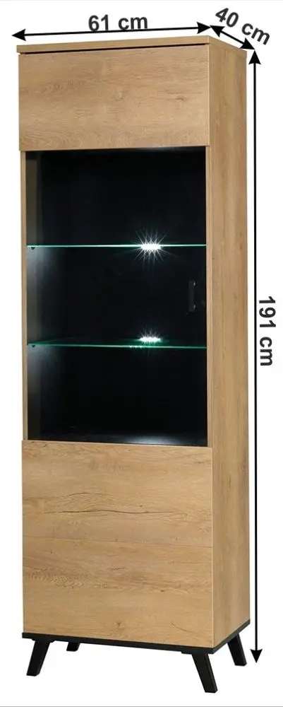 Vitrina Mobhaus Siran Typ 2 (Lefkas Oak/Black)