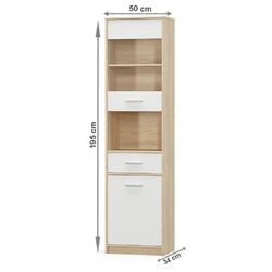 Vitrina Mobhaus Teyo 1D1W1S (White/Sonoma Oak) Thumb