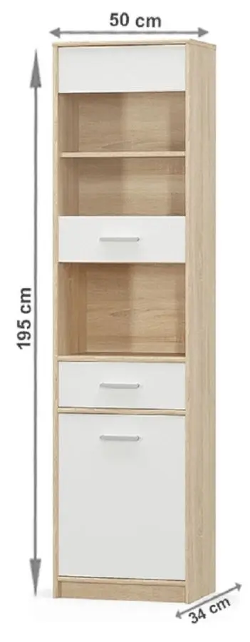 Vitrina Mobhaus Teyo 1D1W1S (White/Sonoma Oak)