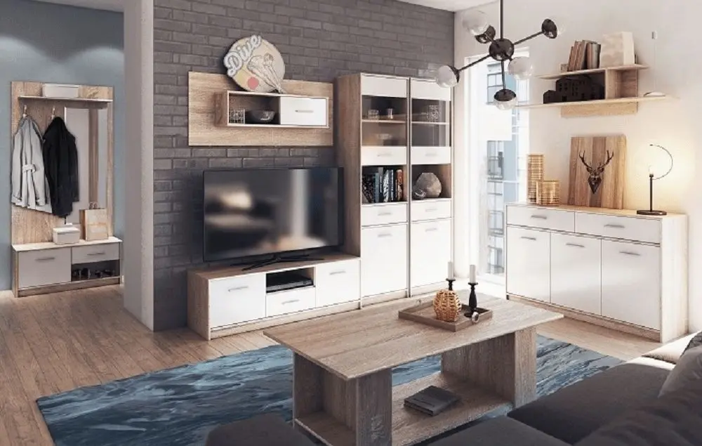 Tumba Mobhaus Teyo 2D1W1S/80 (White/Sonoma Oak) - 2