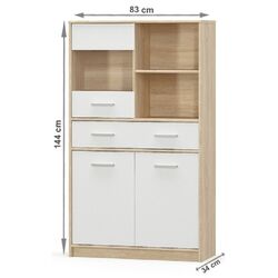 Tumba Mobhaus Teyo 2D1W1S/80 (White/Sonoma Oak) Thumb