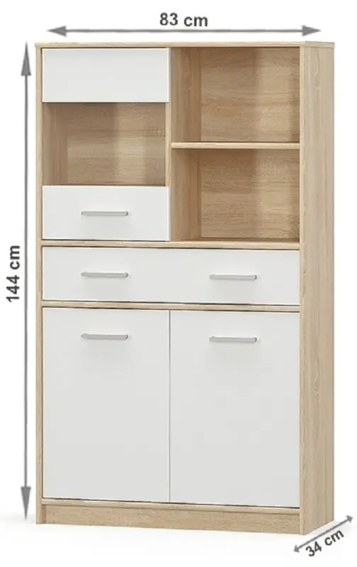 Tumba Mobhaus Teyo 2D1W1S/80 (White/Sonoma Oak) - 4