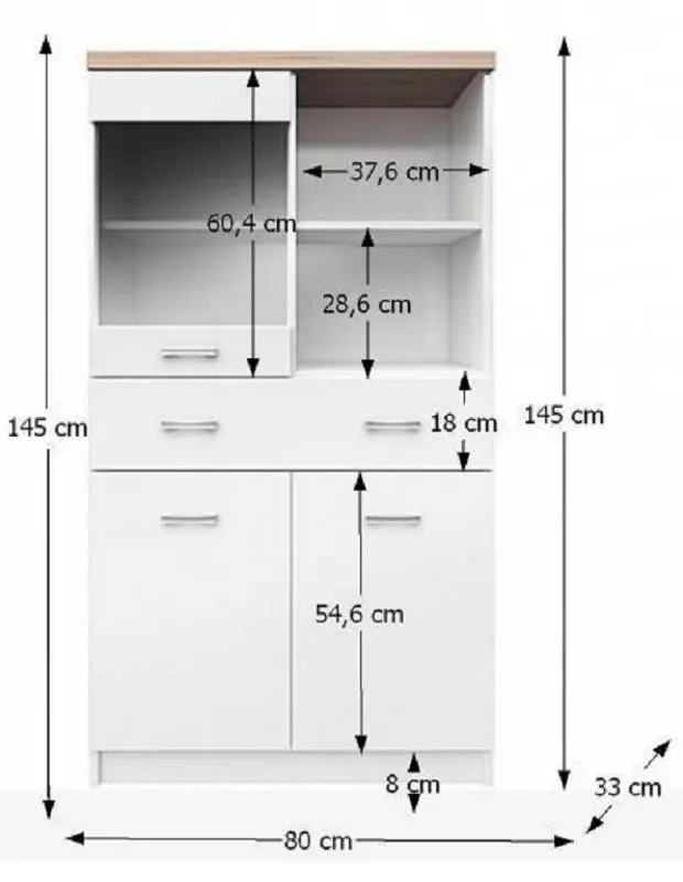 Шкаф Tempo Kondela Topty Typ 02 2D1W1S/80 (White/Sonoma Oak)