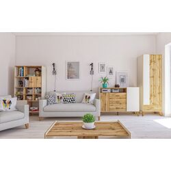 Шкаф комбинированный Неман Сканди МН-036-09 (Дуб Вотан/Белый) Thumb